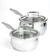 What do you get when you take Belgique's quality construction, expertly and beautifully shaped in durable stainless steel, and add silicone underneath each handle? You get a saucepan set that not only heats quickly and cooks perfectly, but is also a pleasure to handle. Limited lifetime warranty.