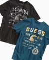 He'll look cool and crisp in this crew neck t-shirt by Guess.