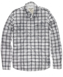 In an easy-wear plaid, this Guess shirt is the just-right uniform for the weekend warrior. (Clearance)