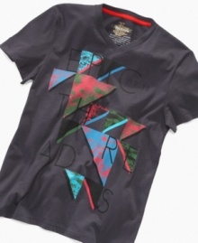 Colors and geometric prints get together to make this cool Epic Threads tee.