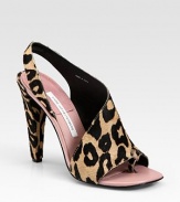 Classic leopard-print calf hair in an asymmetrical design with a high heel and toe ring. Calf hair-covered heel, 4½ (115mm)Leopard-print calf hair upperLeather lining and solePadded insoleImported