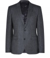 Streamline your look with an edge of immaculate tailoring in Hugos soft dark grey virgin wool blazer - Notched lapel, long sleeves, buttoned cuffs, double buttoned front, front flap pockets, back vent - Modern tailored fit - Team with shirts and favorite jeans, or with matching trousers and sleek brogues