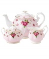 Revive a classic dinnerware pattern with the Vintage tea set. Tiny buds and lush blossoms plucked from Royal Doulton's Old Country Roses collection flower on pink bone china with ruffled gold edges.