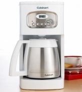 This sleek coffee maker is the perfect solution to your wake-up woes. Eye-opening, aromatic brews are easier than ever to make with fully programmable controls and a brew pause feature that lets you grab a mug full before the brewing is even complete. Three-year limited warranty. Model DCC-1150.