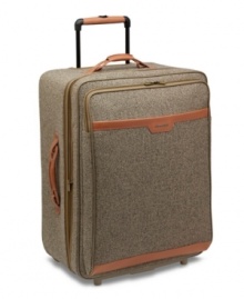 Classic style. Modern mobility. Hartmann's handsome upright is a first-class travel companion. Outfitted in sophisticated tweed with rich, leather accents, this bag boasts all the latest packing features while still maintaining its elegant air. Lifetime warranty.