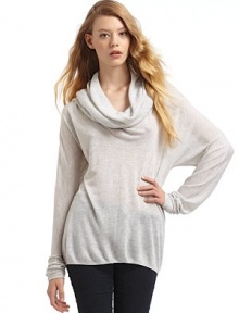 THE LOOKEasy, slouchy shapeRibbed cowlneckLong sleevesRibbed hemLonger back hemTHE FITAbout 32 from shoulder to longest point of hemTHE MATERIAL90% rayon from bamboo/10% cashmereCARE & ORIGINDry cleanImported