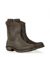 Western-inspired styling informs these elegantly distressed ankle boots from Fiorentini & Baker- Round upturned toe, chunky stacked heel, tonal stitching, exposed side zip closure, pull-on tabs  Runs large, so order a size down - Wear with skinny jeans, a mini-dress, or a boho-inspired frock