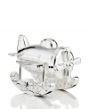 Silver-plated airplane coin bank lends a whimsical sensibility to saving pennies for a rainy day. Tarnish-resistant. 6¿ x 5¿.