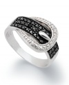 Put another notch in your style belt. Victoria Townsend's chic buckle ring sparkles with the addition of round-cut black diamonds (1/4 ct. t.w.) and white diamond accents. Set in sterling silver. Size 6, 7 and 8.