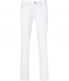 Stylish jeans in fine, white cotton stretch blend - Soft yet ultra-durable denim in a crisp summer shade - Classic five-pocket skinny cut with belt loops, zip fly and button closure - Sleek and versatile, ideal for everyday - Pair with t-shirts, button downs and polos