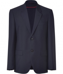 Add urbane sophistication to your office-to-evening look with this luxe wool blazer from Marc Jacobs - Notched lapels, two-button closure, long sleeves, single chest pocket, patch pockets at waist, back vent - Style with matching pants, straight leg jeans, or chinos