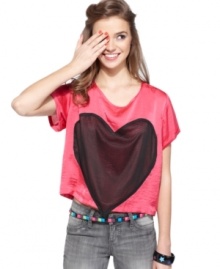 Flaunt your big heart in this silky top from Material Girl – a luxe addition to any collection of casual shirts!