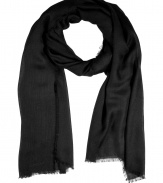 With a heavier weight cashmere and contemporary fringed edges, Jil Sanders black scarf is a luxe way to polish your look - Allover fringed edges - Wear over a leather jacket, white button-down and tailored ankle trousers