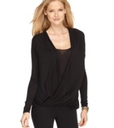 Sophisticated draping adds movement and dimension to this versatile layered top from MICHAEL Michael Kors.