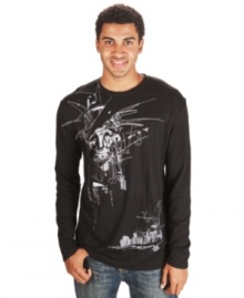 A shattered graphic and a sleek fit give this Marc Ecko Cut & Sew thermal an edgy style.