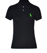 Detailed in super soft mercerized cotton, Ralph Laurens oversized pony logo polo is a contemporary take on this iconic style - Small collar, button placket, short sleeves, large shiny citrus green embroidered polo player at chest - Slim fit - Wear with your favorite jeans and just as bright loafers