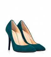 The classic high heel pumps get a colorful kick with this blue-green suede version from Giuseppe Zanotti - Rounded toe, suede upper, stiletto heel - Pair with a figure-hugging cocktail frock, cropped trousers, or a pencil skirt