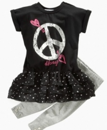 Start the day off in a zen state with this darling peace sign graphic tunic and legging set from DKNY.