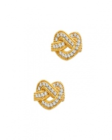 True love is like a knot that never comes undone. The cubic zirconia-encrusted hearts on these 18k gold vermeil pave earrings let her know just how you feel.