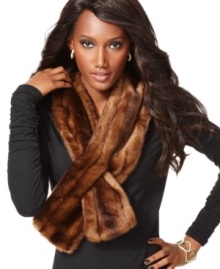 Faux fur makes a statement on INC's sophisticated scarf. Perfect for gifting, even if it's a gift to yourself!