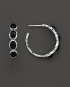 From the Silver collection, four onyx stones on sterling silver hoops. Designed by Ippolita.