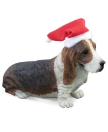 Bark up the right tree with a Christmas ornament for your dog – or a fellow animal lover! A lovable basset hound waits patiently for treats, wearing a festive hat. From Sandicast.