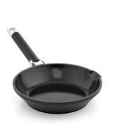 Give it a fry-this cast aluminum essential steps up to every task you toss its way with a heavy-duty nonstick ceramic coating that releases food fast and guarantees an eco-friendly PFOA- and PTFE-free approach to the art of cuisine. This fry pan features a mess-free pour spout that cuts down on splatter. 3-year warranty.