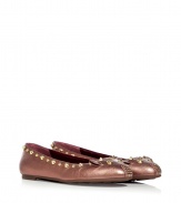 Elegant ballet flats get an edge thanks to Marc Jacobs - Designed in feminine metallic rose-colored leather with glamourous metal rivets - Charming details create a witty mouse design at rounded toe - Cool choice for everyday looks from skinny jeans to sundresses - Pair with a cross-body bag for a relaxed and stylish look