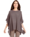 This petite Alfani sweater features a flattering poncho-style silhouette and a chic asymmetrical hem.