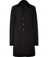 With classic haberdashery styling, this long coat from Jil Sander Navy will inject streamlined style to any look - Notched lapels, button front placket, long sleeves, flap pockets, straight silhouette - Pair with a sheath dress, heels, and a shoulder bag