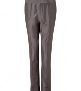 Bring luxe appeal to your workweek attire with these stylish pants from Marc Jacobs - Stripe detailed waistband, on-seam pockets, back welt pockets with buttons, cuffed hem, slim fit - Style with a sleek button down, a blazer, and dress shoes