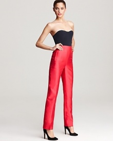 Embolden your wardrobe with a head-turning color block MARC BY MARC JACOBS jumpsuit. Boasting a bustier bodice and vibrant slim pants, this downtown style will make a major impact on the party circuit.