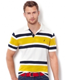 This striped polo shirt from Nautica is the perfect addition to your summer wardrobe.