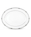 An art deco inspired design, platinum trim and metallic dots lend the Westerly Platinum oval platter sophisticated polish. Part of a versatile Lenox dinnerware collection designed to complement a variety of settings. Qualifies for Rebate