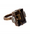 Stylish ring from cult New York accessories label Dannijo - Handmade in the U.S. of antique brass and Swarovski Elements - Claw-set amber stone is flanked by two smaller clear crystals - Measures approximately 3/4 long - Sophisticated and versatile, pairs easily with polished daytime looks and evening wear