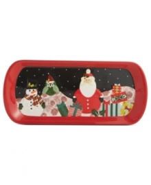 For your next holiday gathering, spread your holiday treats on Oneida's Christmas Cut-Outs tray and sit back and relax, because it will bring a smile to everyone's face with its brightly festive colors.