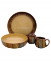 Hearty stoneware rendered in rich, earthy tones gives this durable set of Sango serveware and serving dishes a warm, inviting appeal. A perfect complement to the Flair Brown dinnerware set.