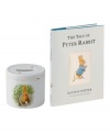 Beatrix Potter's literary classic, The Tale of Peter Rabbit, and an adorable money bank graced with its iconic illustrations make this set a beautiful gift for his or her christening. Bank inscribed with, For Your Christening.