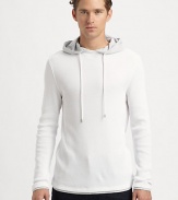 The essential waffle-knit henley, shaped in richly textured cotton, gets a refreshing update as a drawstring hoodie lends endless style and versatility to your weekend basics.Attached drawstring hoodCottonMachine washImported