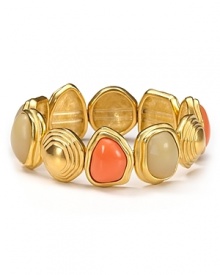 Channel the far-flung glamor of St. Tropez with this bold, coral and sand-colored bracelet from T Tahari. It adds a touch of the tropics to every look.