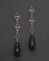 Badgley Mischka Onyx With Brown Diamond Drop Earrings