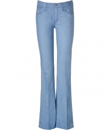 Stylish flared leg jeans in fine cotton - Wonderful, light denim blue - Trendy, wide flared leg in 70s jet-set look - With figure-flattering crease - Typical five-pocket style - Washing instructions: cold wash - Fit: runs normal - Style : with short, slim tops, wedge heels, sandals