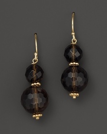 Faceted smoky quartz and 14K yellow gold drop earrings from Lara Gold for LTC.