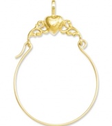 Keep all your favorite charms in place. This polished charm holder features a polished heart design in 14k gold. Chain not included. Approximate length: 1-3/10 inches. Approximate width: 9/10 inch.