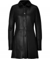 Invest in high style with this ultra-luxe lamb leather coat from Jil Sander Navy - Spread collar, long sleeves, front button placket, tailored fit - Pair with an elevated jeans-and-tee ensemble or a mini-dress and heels