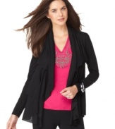 Tiered layers add a feminine flair to this Alfani open-front cardigan -- perfect for layering over all your tops!