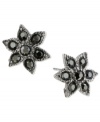 Make a wish! 2028's moody star-shaped post earrings stun with faux-marcasite stone accents. Crafted in silver tone and hematite tone mixed metal. Approximate diameter: 1/2 inch.