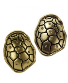 Trendy and textured. From T Tahari's Python Collection comes these chic embossed clip on earrings. Adorned with sparkling light Colorado crystals, they're crafted in antique gold tone mixed metal (and nickel-free for sensitive skin). Approximate length: 1-1/2 inches.