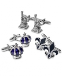 Symbolic and historical novelty cufflinks by Geoffrey Beene.