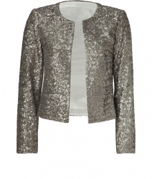 Glamorous no matter how you pair it, Zadig & Voltaires allover sequined cardigan is a statement-making separate perfect for polishing cocktail looks - Collarless, long sleeves, open front - Cropped, straight silhouette - Wear with everything from tees and leather leggings to cocktail sheaths and heels